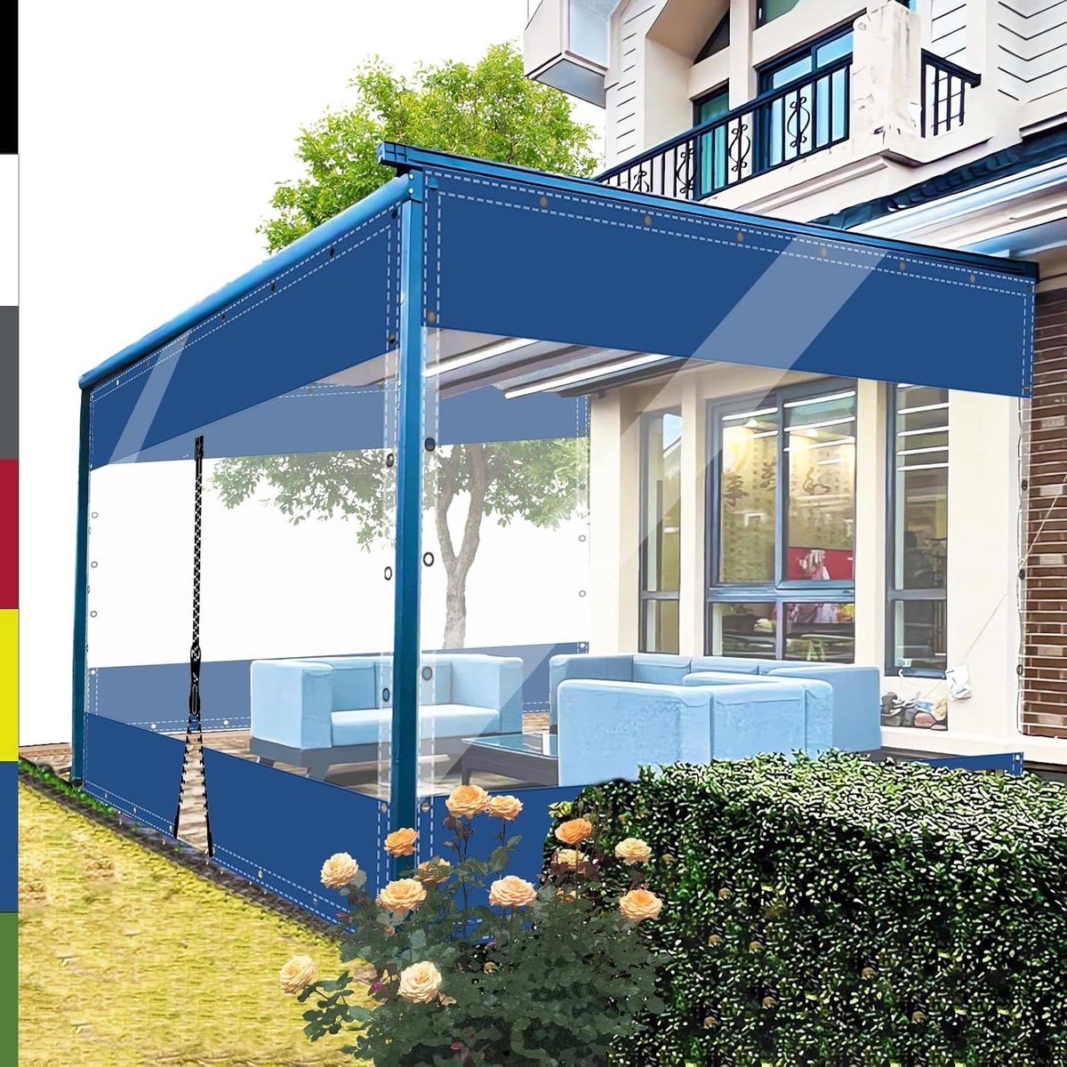 Transparant Zeil - Afdekzeil met Ringen - Buiten beschermen - Waterdicht PVC Materiaal - 3m x 3m - Blauw