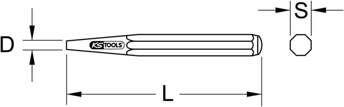 Doorslag 8-kant - Pen driver - Metaal Bewerken - Werkvlakken gehard - Ø 10mm - Goudkleurig
