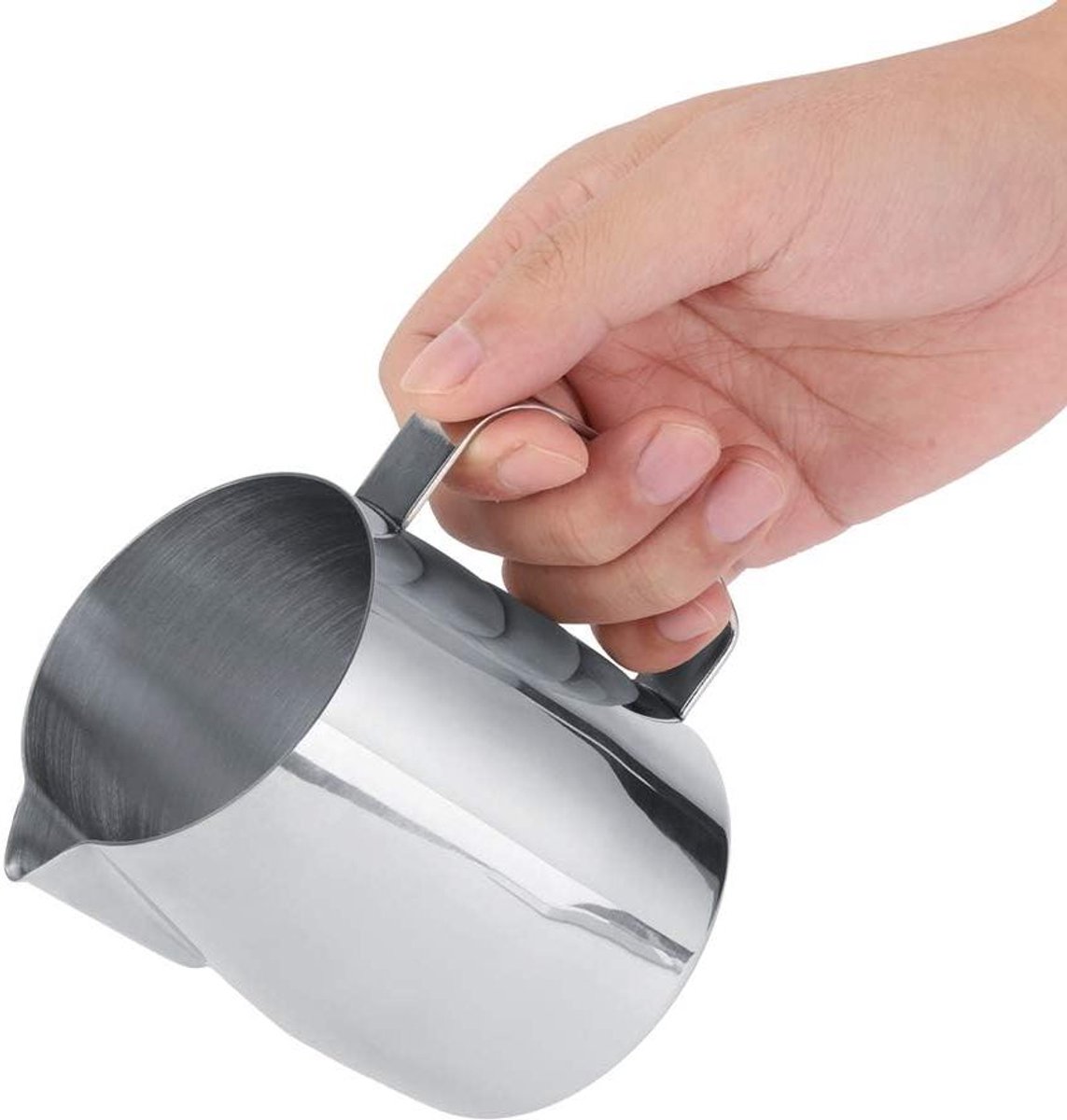 Melkopschuimkan - Koffiekan - Latte Art Maken - Ergonomisch Handvat - 400ml - Zilver