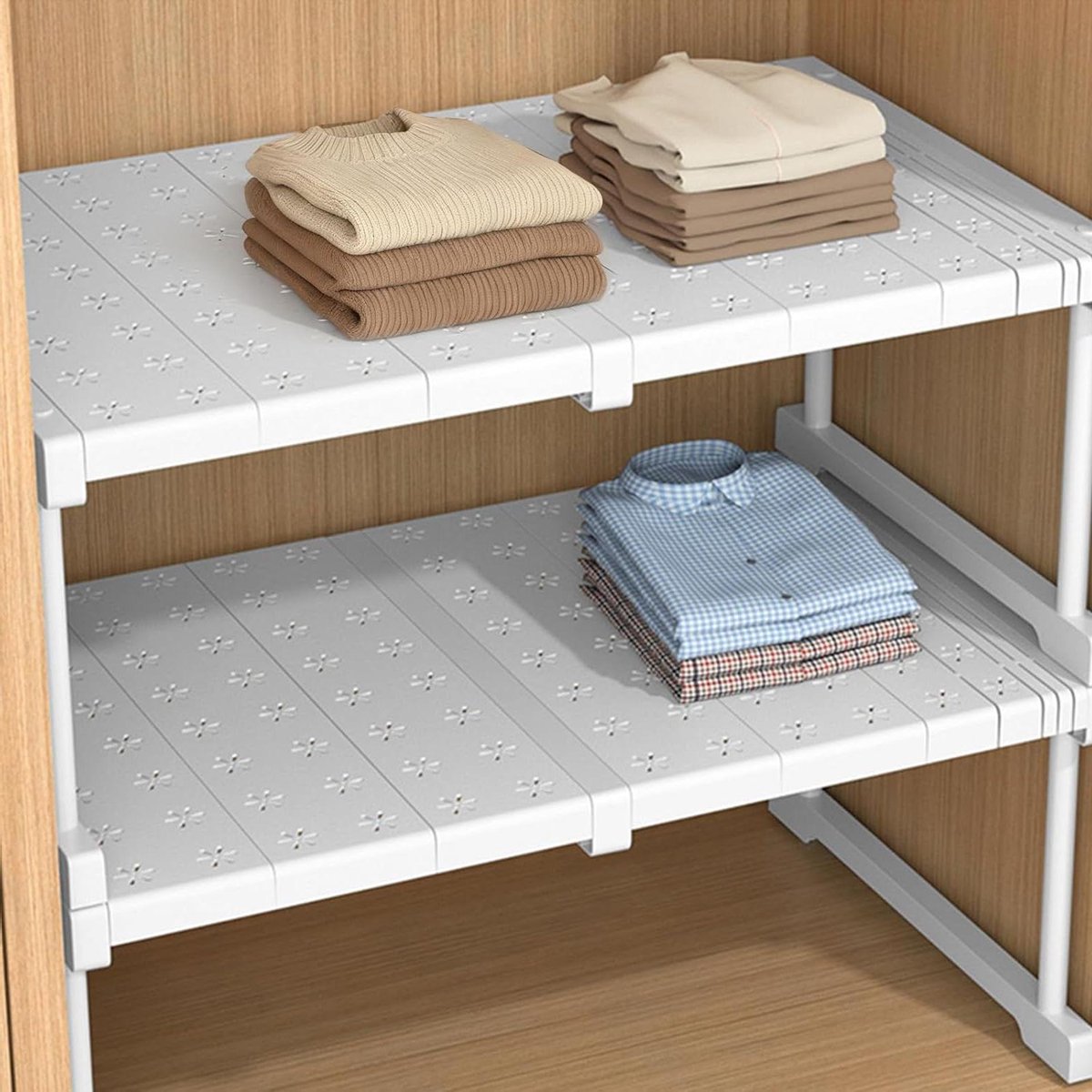 Kast Organizer - Plankverdeler - Ruimte Besparen - Verstelbare Lengte - 24 x 68 cm - Wit