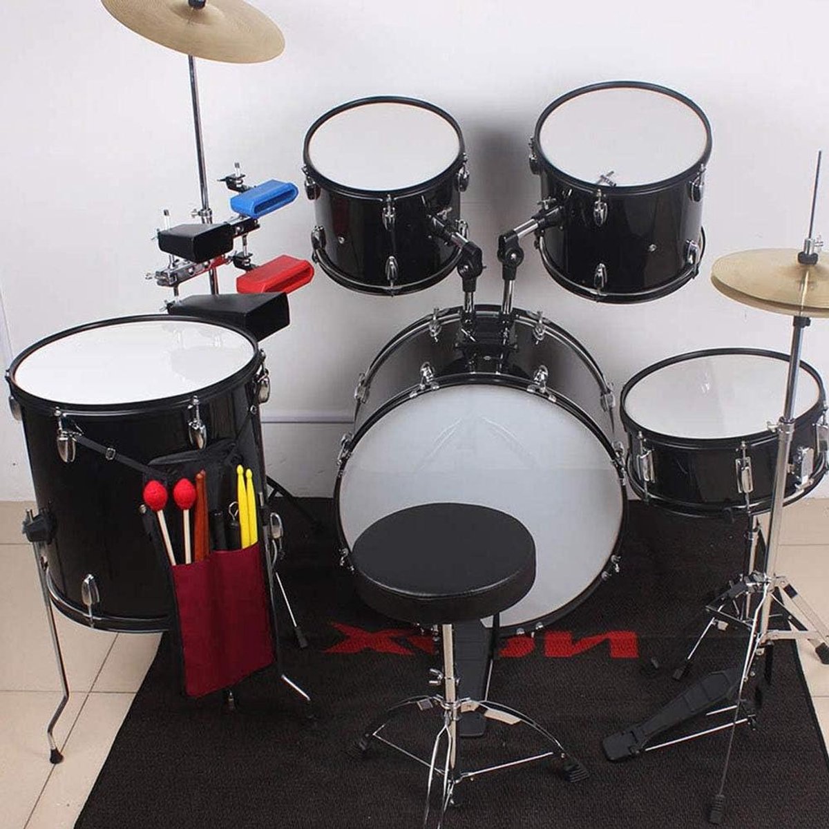 Drumstokken Tas - Stokhouder Opberger - Muziek Opslag - Hangend aan drum - 46 x 10 cm - Rood