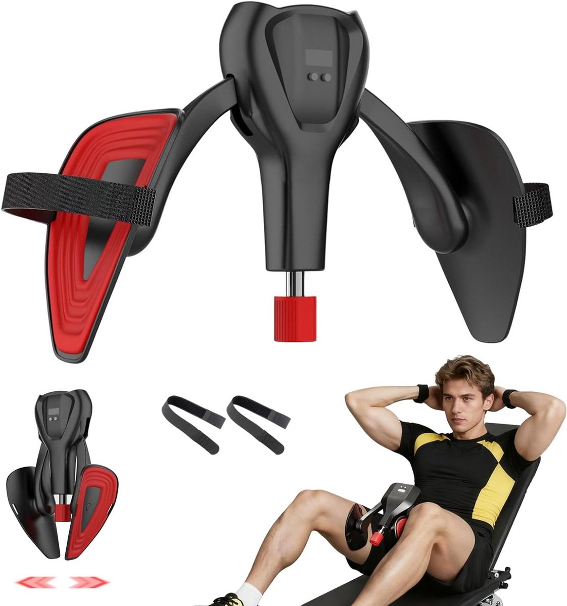 Heup Trainer - Bekkenbodem Trainer - Thuis Trainen - Verstelbare Weerstand - 7-48 kg - Rood Zwart