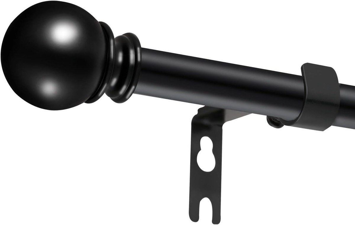 Gordijnroede Uitschuifbaar - Roede voor Gordijnen - Raambekleding Ophangen - Roestbestendig Metaal - 67-187 cm - Mat Zwart