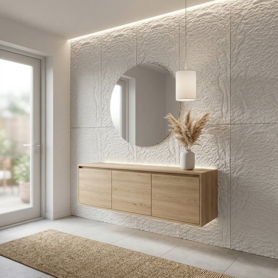 3D Muurpaneel Steenlook 120x60x5 cm, 3 Stuks PU Zelfklevende Wandbekleding, Waterdicht Steenpaneel voor Keuken, Badkamer & Woonkamer, Type B - Wit - NAIZY