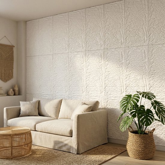 3D Muurpaneel Steenlook 120x60x5 cm, 3 Stuks PU Zelfklevende Wandbekleding, Waterdicht Steenpaneel voor Keuken, Badkamer & Woonkamer, Type B - Wit - NAIZY