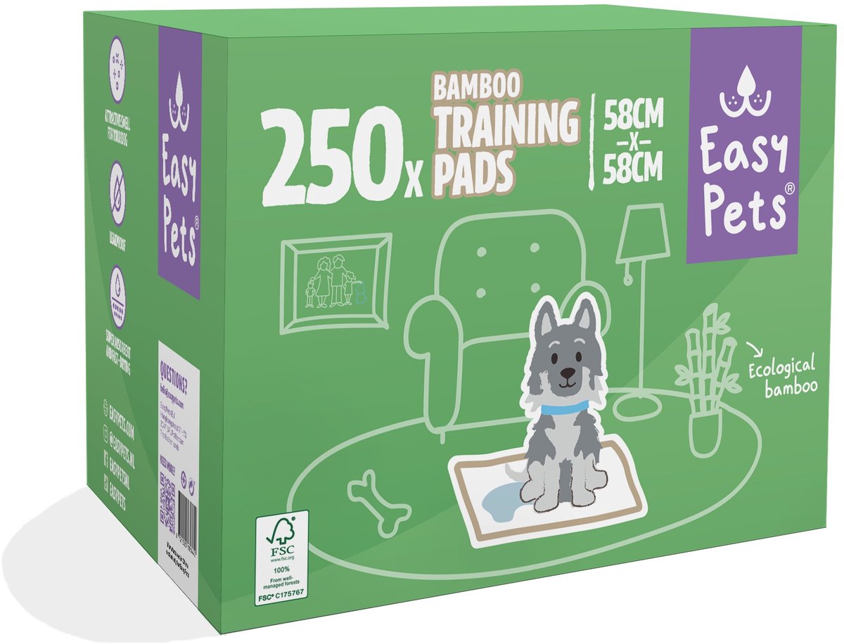 Easypets Bamboo Puppy Training Pads - 250 stuks - Zindelijkheidstraining - Hondentoilet - Groen - 58 x 58 cm