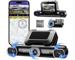 AZDOME M660 2K 4CH 360° Dash Cam - 4 Camera's (voor + achter + links + rechts), Ingebouwde 128GB eMMC & Auto Parkeermodus, GPS, 5G WiFi, 3" Touchscreen, G-Sensor & IR Nachtzicht - Auto Beveiliging - Haarscherpe Nachtzicht - Dashcam Auto 2026 Model