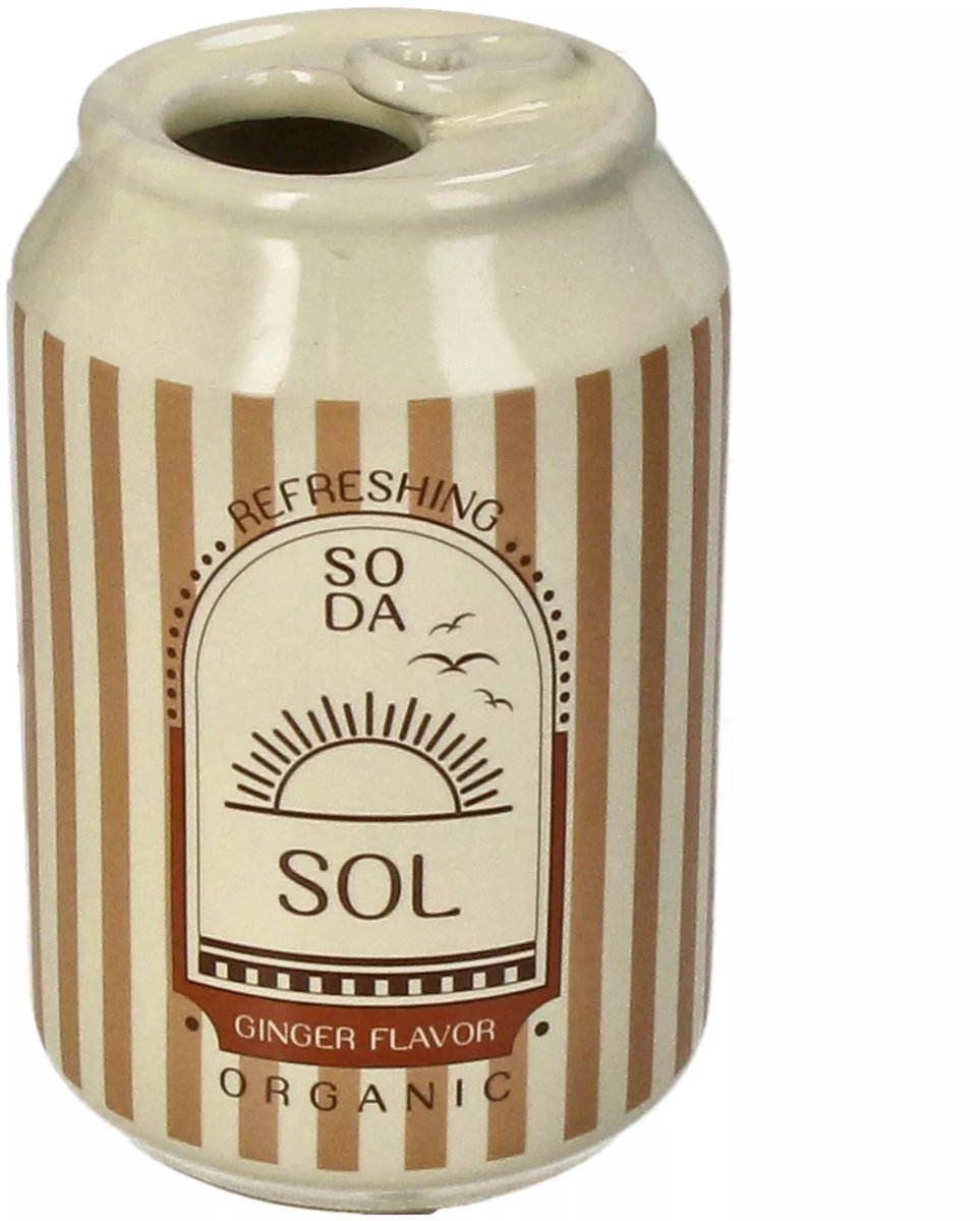 Vaas Soda Can Sol Fine aardewerk 7x7x11.3cm - vaasje soda blikje aardewerk - eyecatcher vaasje