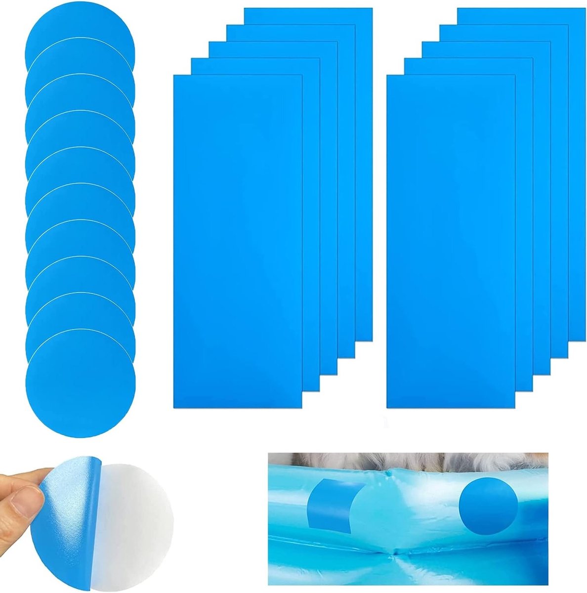 SnelShoppen - Zelfklevende Reparatiepleisters voor Zwembad - 20 Stuks - PVC Zwembadreparatieset - Waterdichte Onderwatertape - Ideaal voor Waterbedden