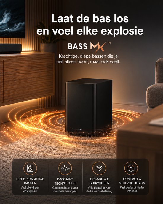 Jurrys Surround soundbar - Subwoofer - Tv speaker - Home cinema set - Krachtig - Compact - Bioscoopgeluid - 3D surround - Zwart van Merkloos — afbeelding 5