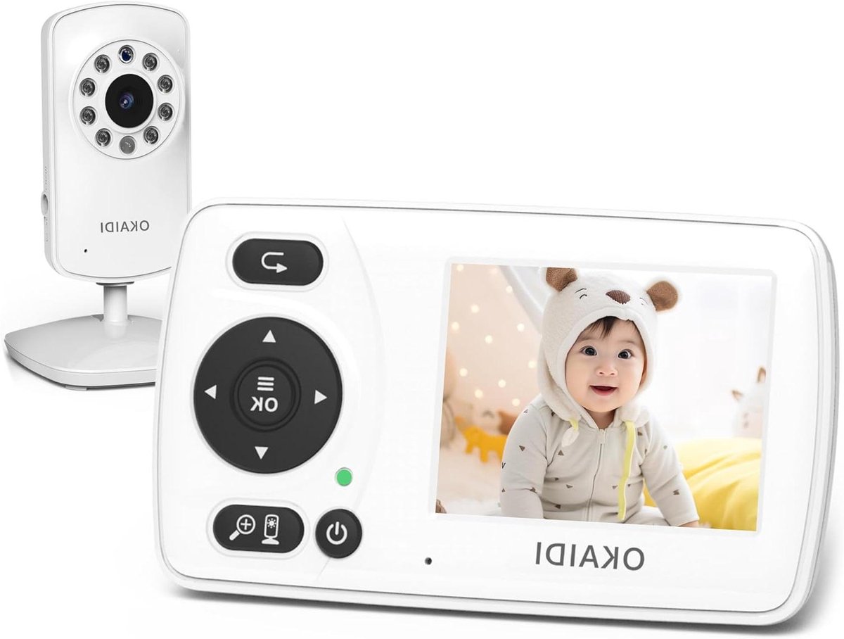 Video babyfoon - Baby monitor - Baby bewaken - Veilig zonder wifi - 2.4 inch scherm - Wit