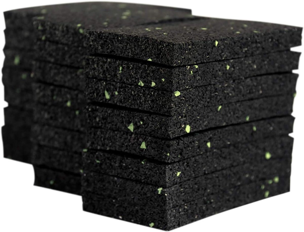 Terraspads Rubbergranulaat - Onderlegger Balken - Terras Bouwen - Beschermt Hout en Ondergrond - 10 mm dik - Zwart-groen