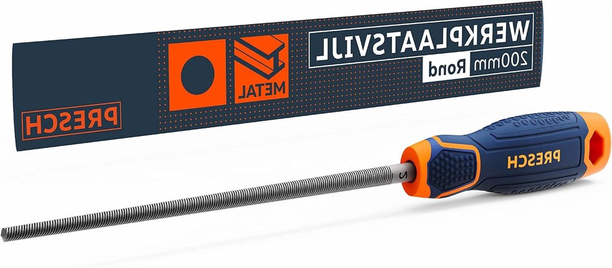 Werkplaatsvijl Rond - Metaalvijl Houtvijl - Materiaal Bewerken - H2 Kruiskapping - 200 mm - Grijs