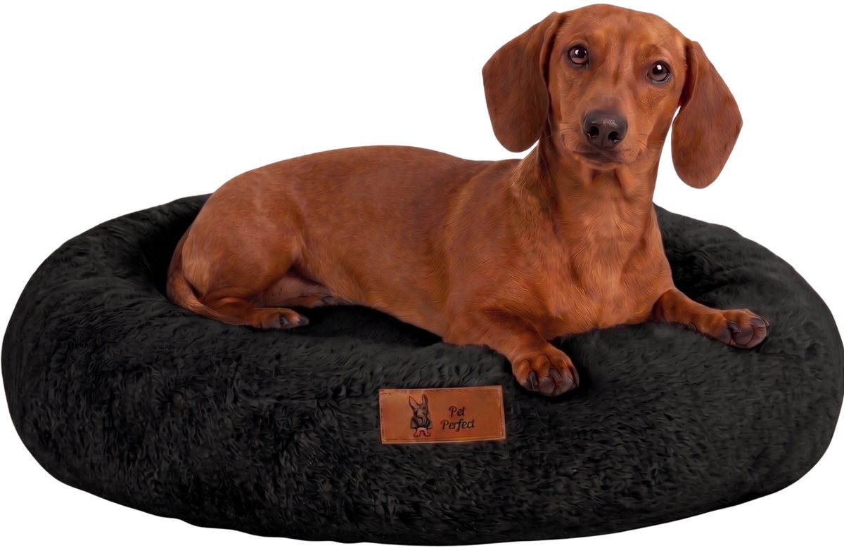 Pet Perfect Orthopedische Hondenmand – Donut Hondenmand – Hondenkussen – Hondenbed – Wasbaar - 60 cm - Zwart