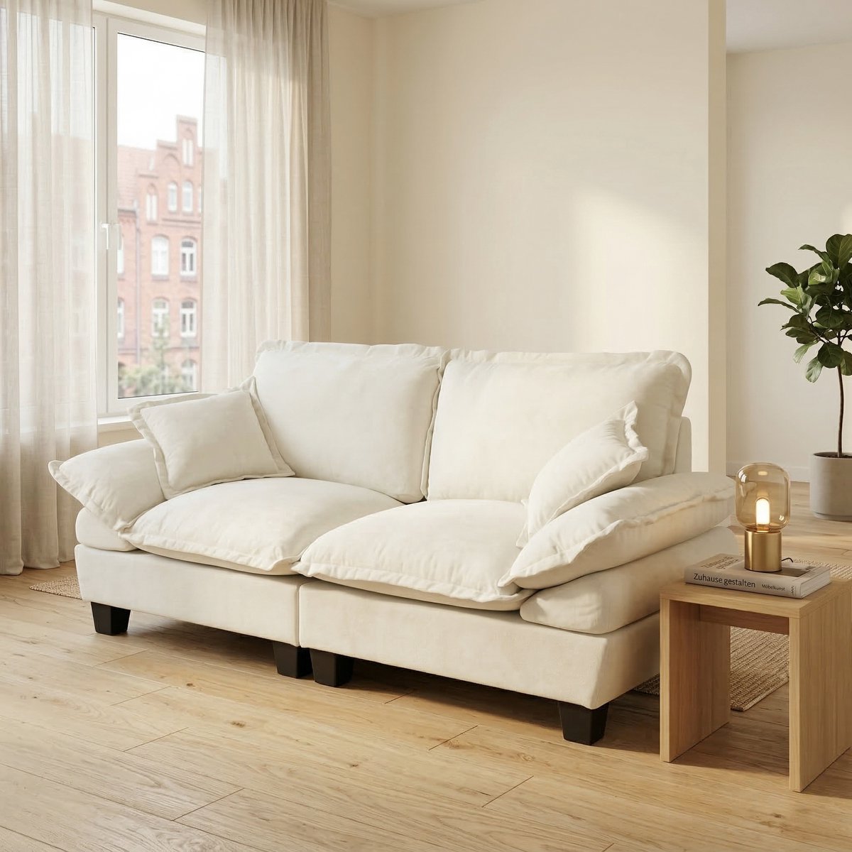 Wishdor 2-Zits Modulaire Bank - Gebogen Armleuningen En Afneembare Kussens - Modern - Voor
