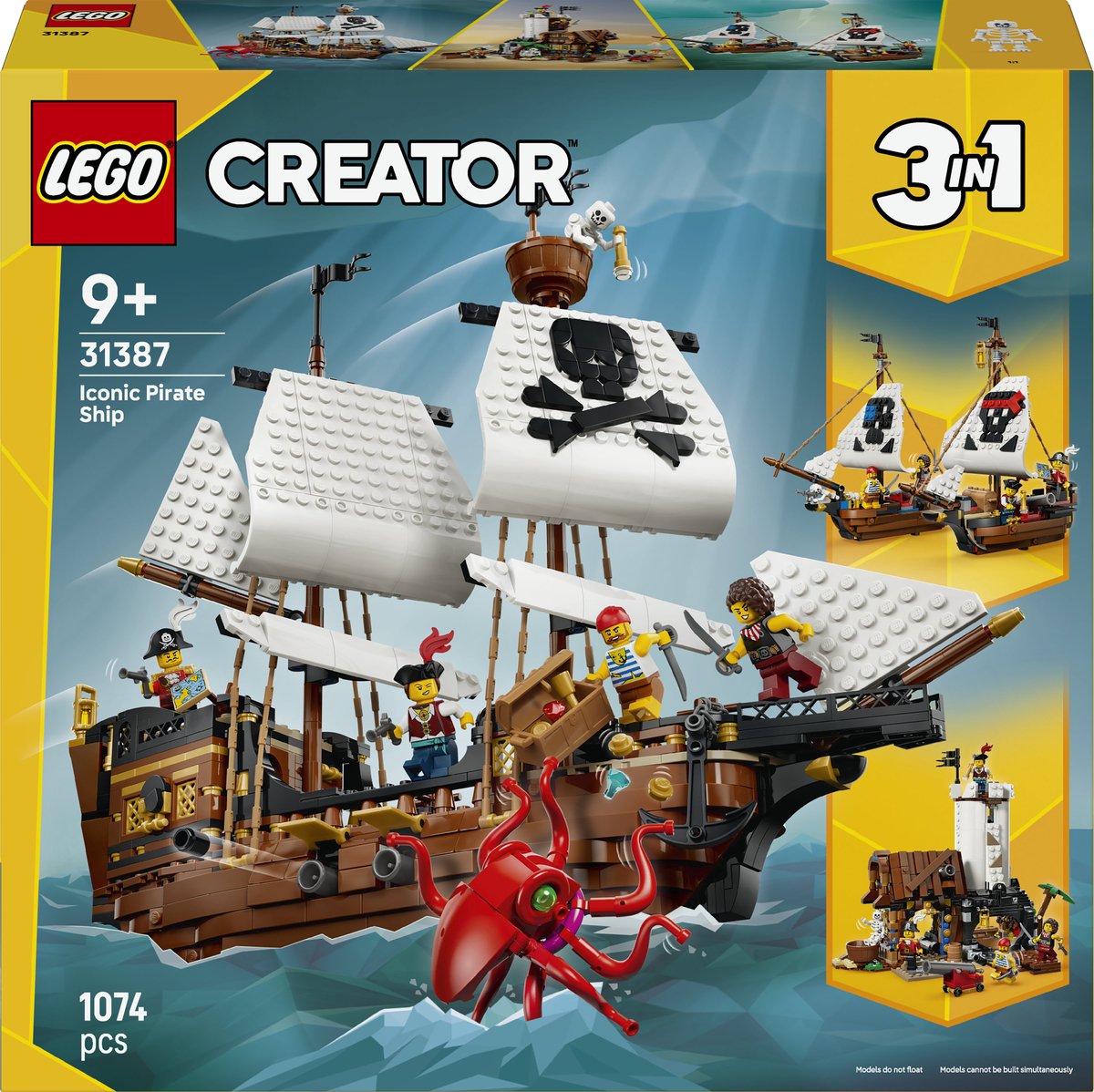 LEGO Creator 3in1 Klassiek Piratenschip Piraten Boot Speelgoed voor Kinderen 31387