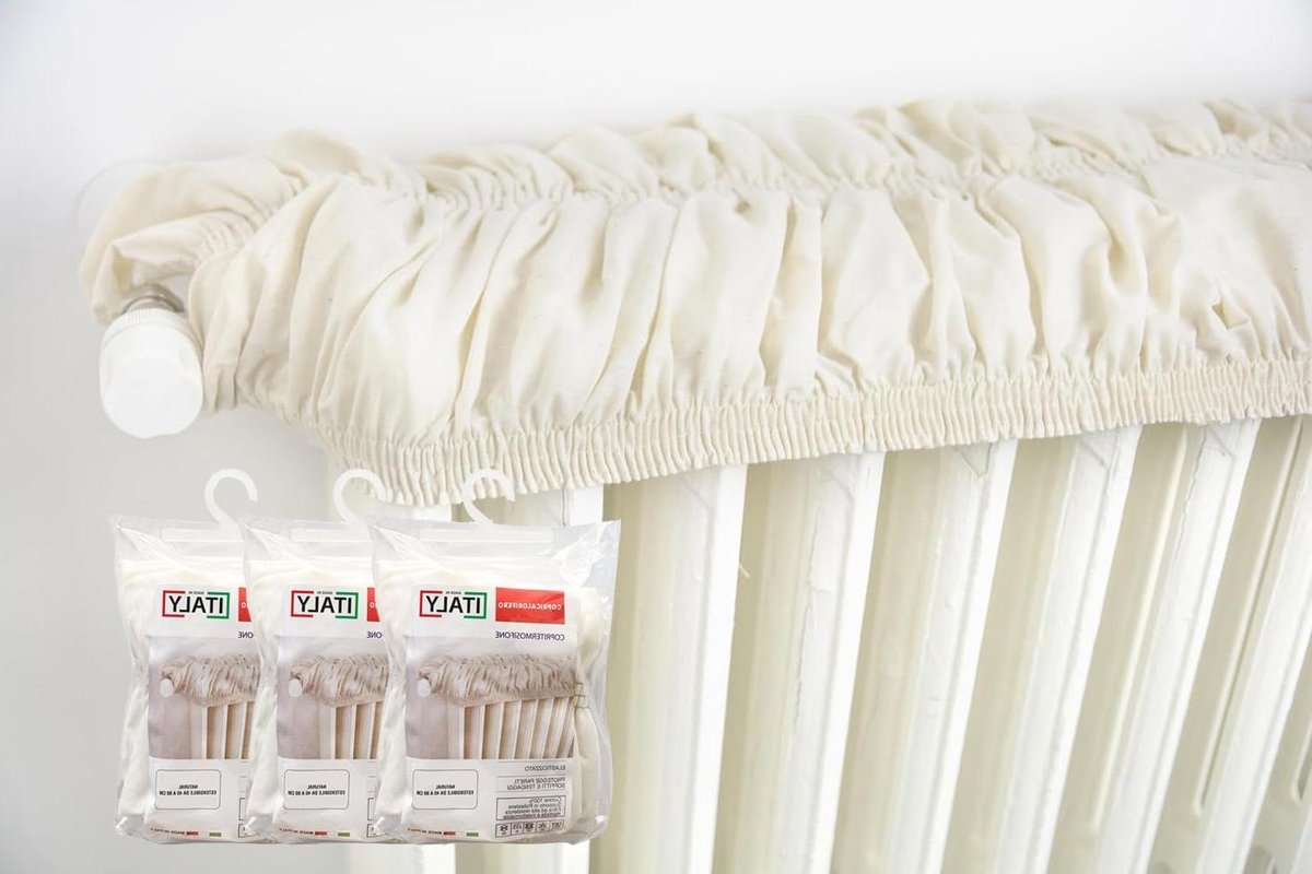 Radiatorafdekking Set - Elastische Hoezen - Radiator Beschermen - Voorkomt Muurvervuiling - Tot 140 cm - Ecru