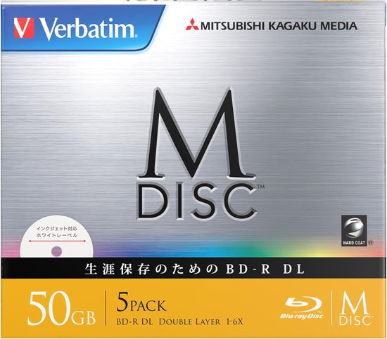 Archief Blu-ray Discs - BD-R DL - Data Archivering - 1000 Jaar Levensduur - 50GB 5 Stuks - Bedrukbaar Oppervlak — afbeelding 3