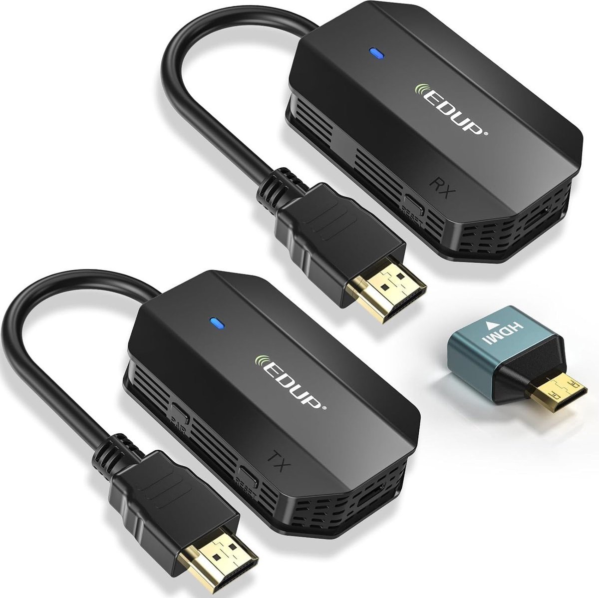 EDUP Wireless HDMI Kit - Draadloze HDMI Zender en Ontvanger - 1080P Full HD 60Hz - 30 Meter Bereik - Plug & Play - Lage Latentie - Video & Audio Transmissie - Geschikt voor Laptop, PC, Camera, Smartphone naar TV en Projector