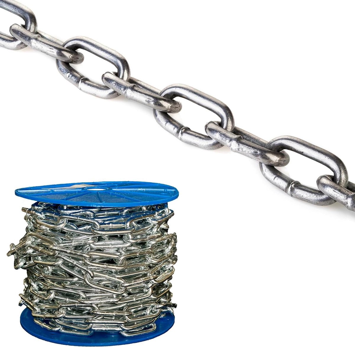 Stalen Ketting - Lange Schakel - Zware Bevestiging - Verzinkt Duurzaam Staal - 10 mm 1 Meter - Zilver