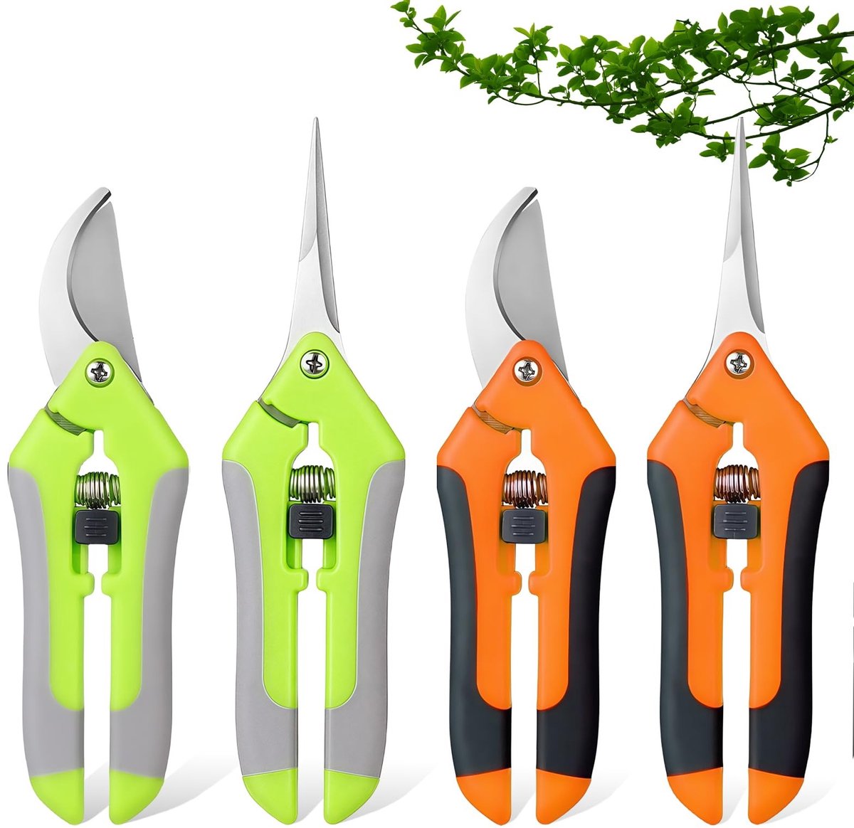 IMstore - Tuinschaar - Bonsai Scharen - Titanium Gecoate Bladen - Groen en Oranje - Planten Scharen - Voor Tuinplanten en Fruit