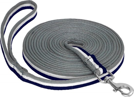 Paarden longeerlijn - Trainingslijn grondwerk - Paardentraining longeren - Met handlus - 8 meter - Marineblauw