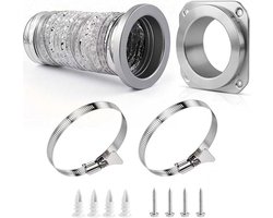 110mm Luchtafvoerslang - 0.8m - Magnetische Bevestiging - Inclusief 2 Slangklemmen - Flexibele Ventilatieslang Buis - Flexibel Afzuigkap Wasdroger Lucht Afvoer Slang - Magnetische Afvoerslang Voor Wasdrogers