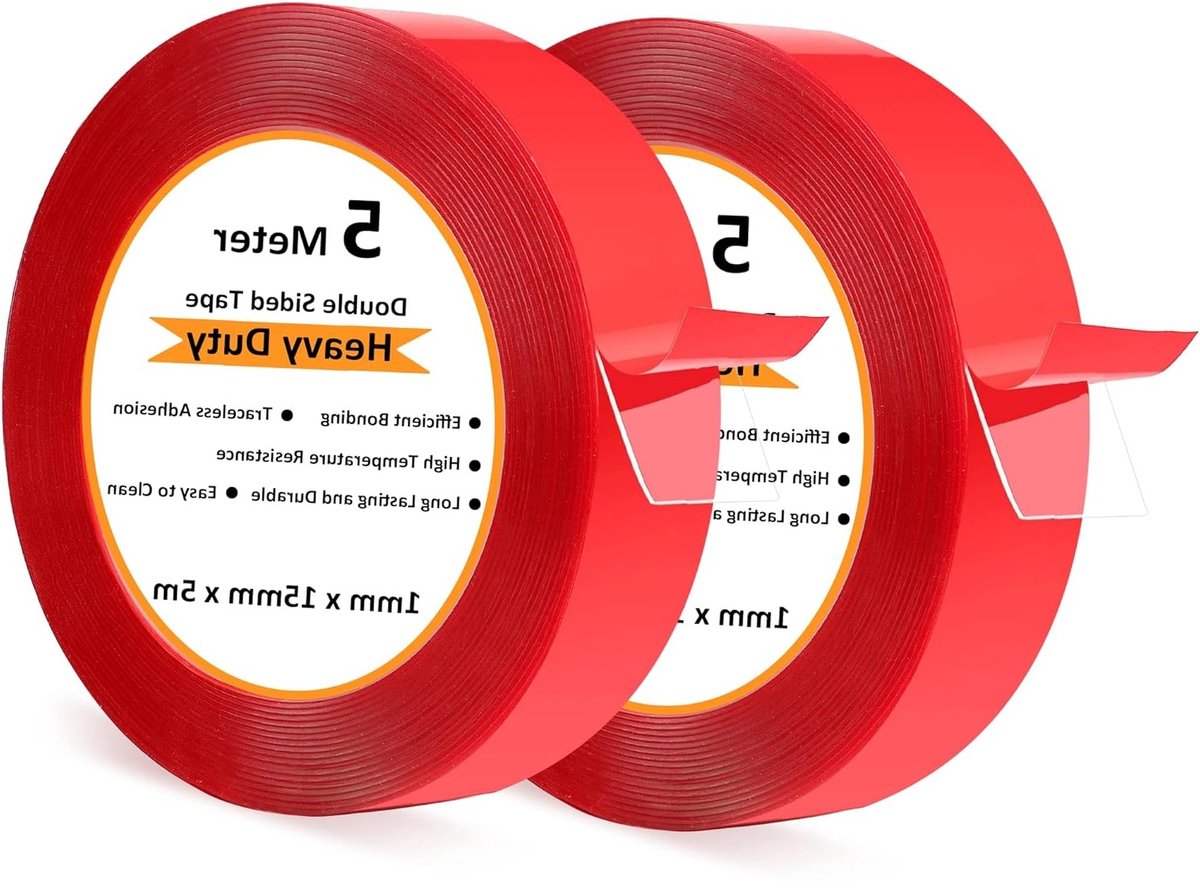 Verwijderbare, extra sterke dubbelzijdige tape, transparant, waterproof, 2 rollen, 5 m lang, 20 mm breed, ideaal voor knutselen en DIY-projecten