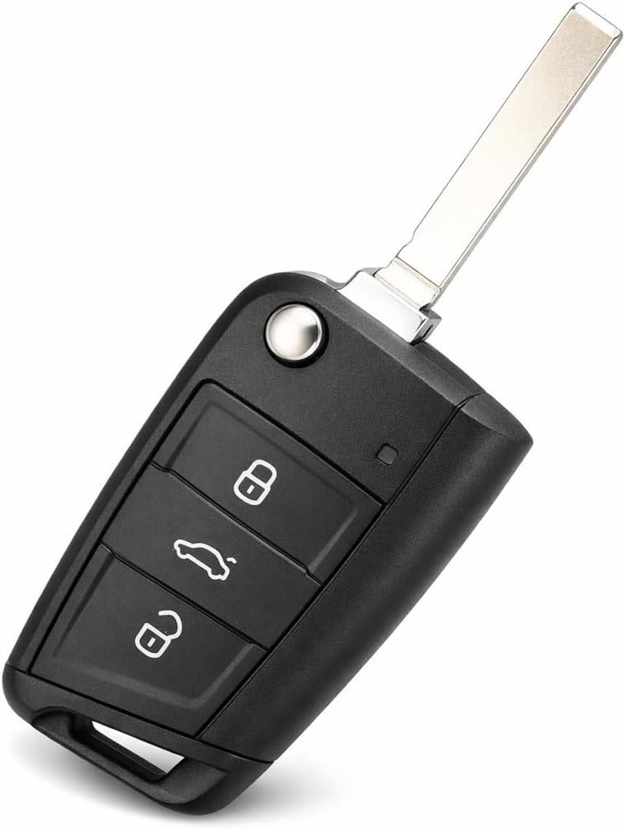 JeiibrZui Sleutelbehuizing 3 Knoppen HU162T - 1 Stuk - Zwart - Vervanging Voor VW Golf 7 Passat Tiguan Skoda Octavia Seat Leon