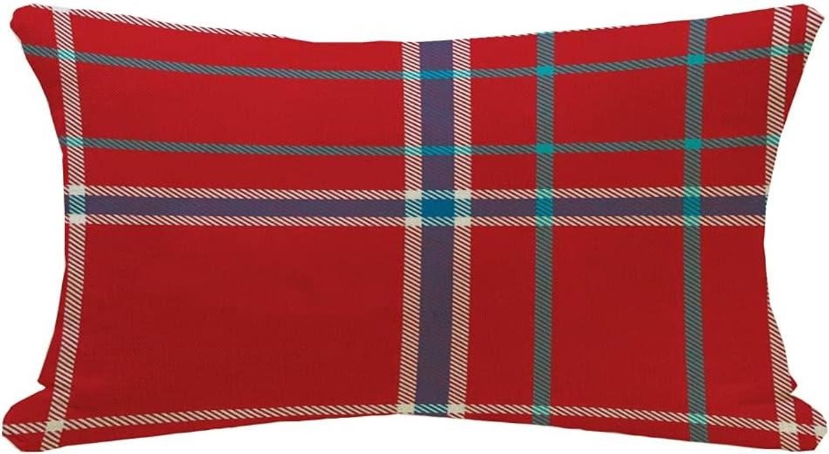 Kussensloop, Brits rood ruitpatroon, abstract design, klassiek kleurcontrast, gezellige si
