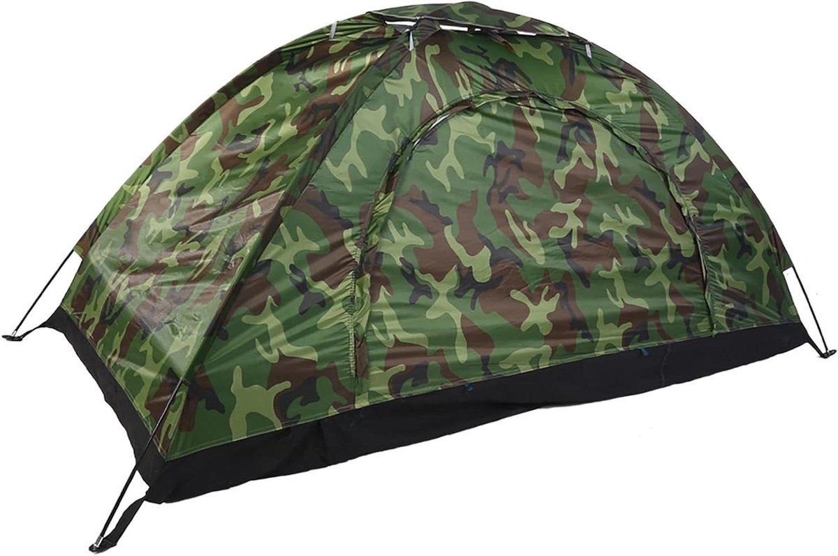 VGEBY 1 single camping tent, outdoor polyester waterproof tent for one person with carry bag for backpacking, picnic, hiking, fishing, outdoor use., Camouflage, Contemporary