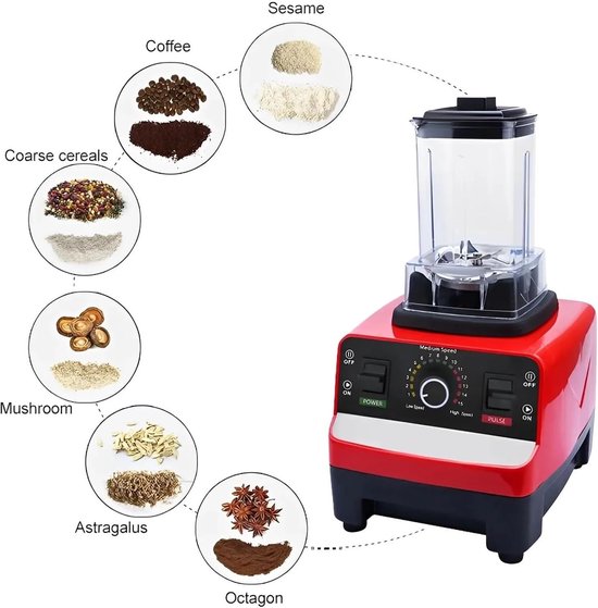 Krachtige Keukenblender - Stationaire Mixer - Gezonde Dranken Maken - Roestvrijstalen Messen - 2.5L Kan - Zwart van Merkloos — afbeelding 4