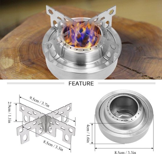 Outdoor Alcohol Fornuis, Combo Koker Set Mini Draagbare Alcohol Kachel met Kruis Houder Koker, Alcohol Stove Met Rek — afbeelding 2