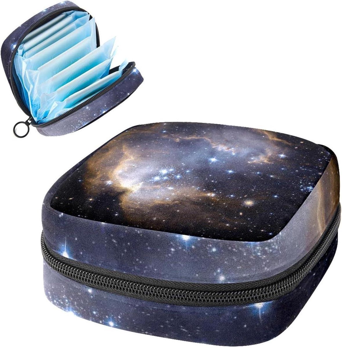 Maandverband Opbergtas,Draagbaar maandverband Opbergzak,Sky Space Galaxy Starry, Meerkleurig, 4.7x6.6x6.6 in/12x17x17 cm