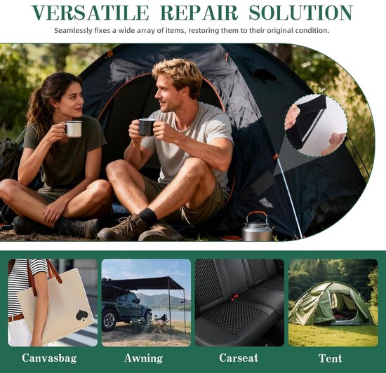 2 stuks zelfklevende patches, 10 x 200 cm, kunstleer, zelfklevend, voor autostoel, donsjas-reparatieset, tent-patches, plakpleisters en gatenpatches, stof plakband — afbeelding 2