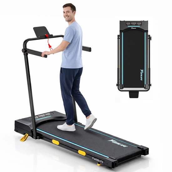 Funlife F3 Walking Pad Blauw - Opvouwbare Loopband voor Thuis en Kantoor - 7% Helling - Borstelloze Motor - Veiligheidssleutel - Compact