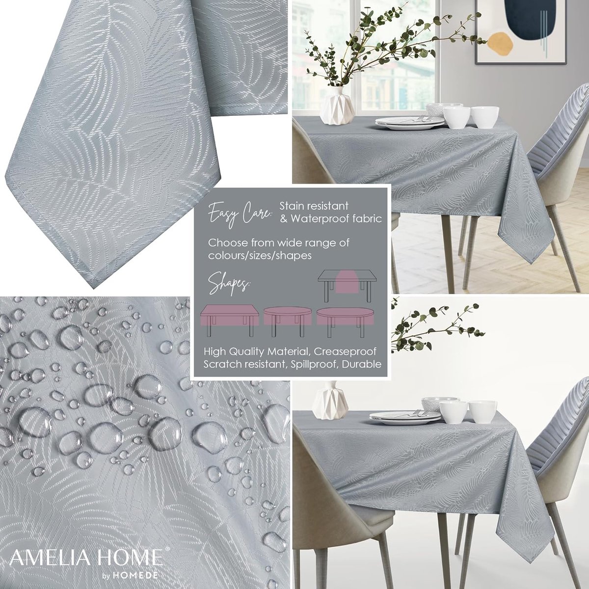 Waterafstotend Tafelkleed met Lotus Effect, Linnenlook in Grijs