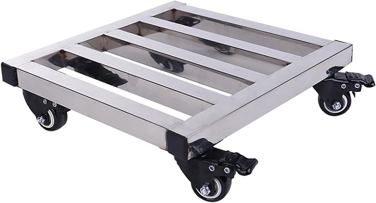 Plantenstandaard met wielen - Bloempot trolley - Planten verplaatsen - 360 graden zwenkwielen - 40cm - Zwart