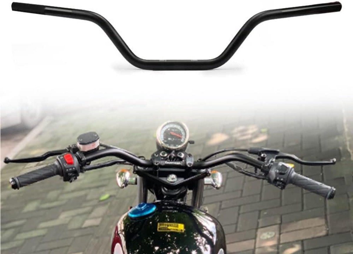 Motorfietsstuur - Handgrepen Stuurbuis - Motorrijden - Universeel 22mm - 75 x 15 cm - Zwart