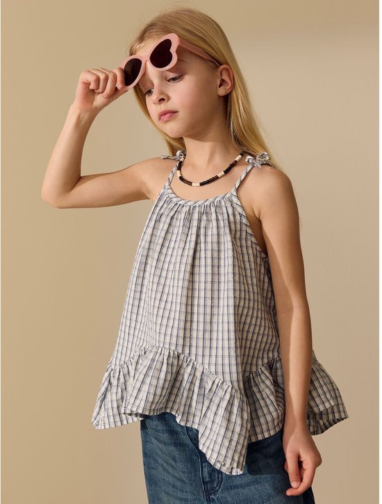 Next - Meisjes - Blouse met bandjes en asymmetrische zoom - Blauw