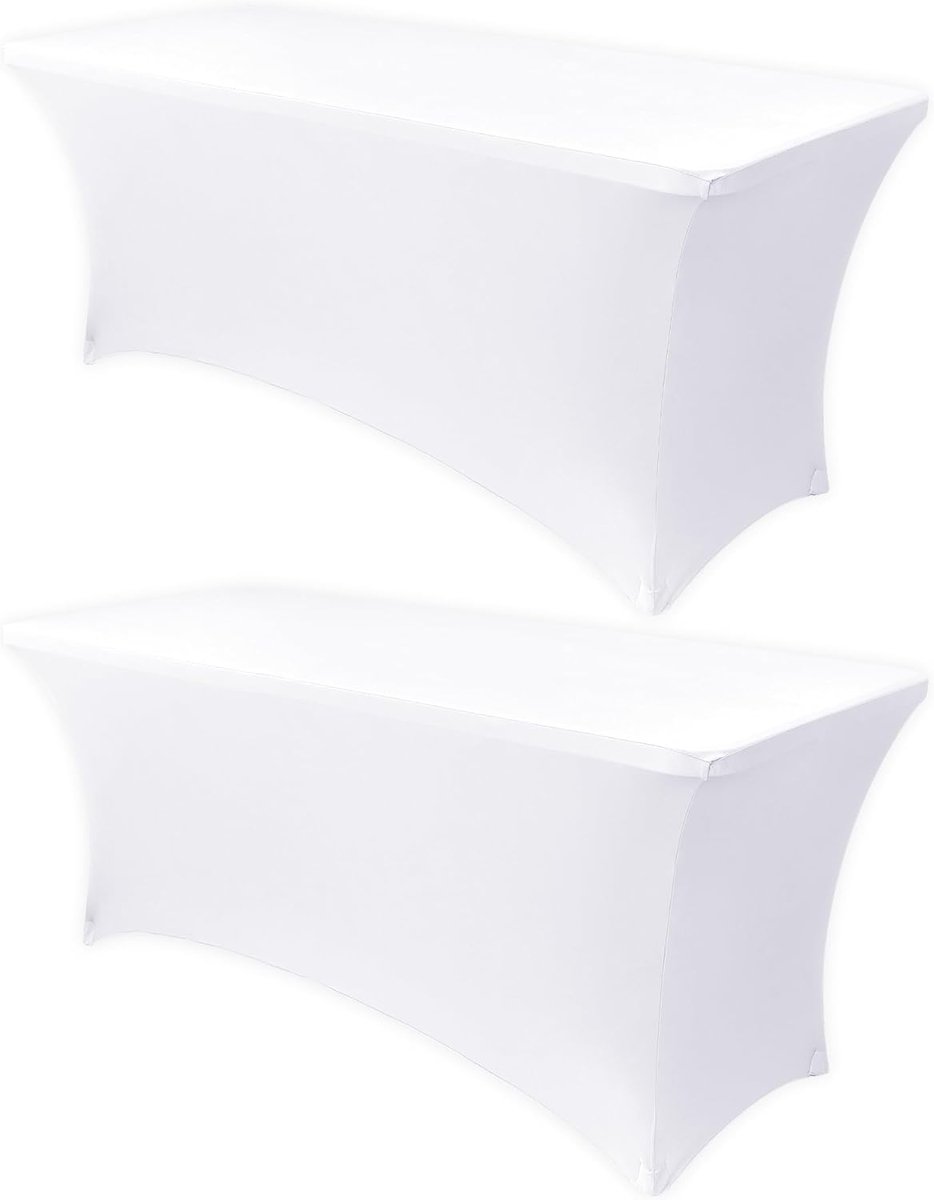 2-Stuks Stretch Tafelkleed Wit - 183x75cm×75cm - Spandex - Voor Partytafel & Beurs