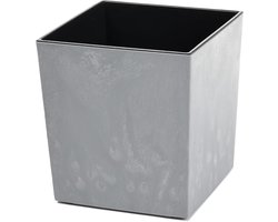 Bloempot Vierkant - Plantenbak Groot - Binnen Buiten Gebruik - Waterdicht Zonder Gaten - 25 x 25 cm - Betonlook