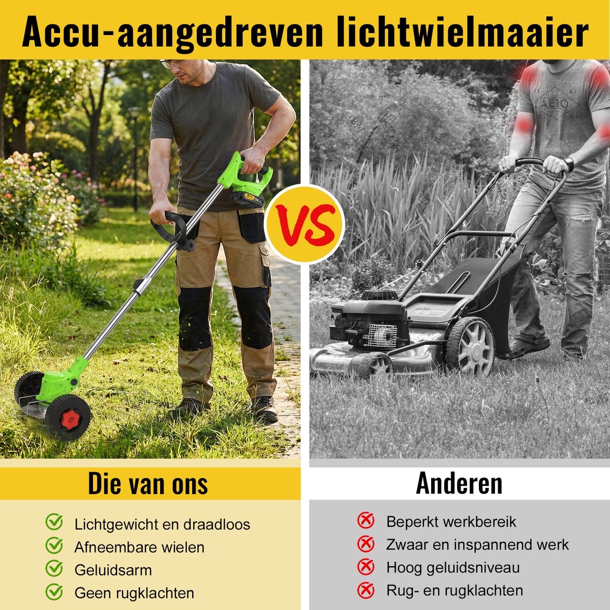CONENTOOL Accu Grastrimmer 21V - Kantenmaaier - Elektrische Grasmaaier - Multifunctionele Bosmaaier - 2x 4.0Ah Accu’s & Verwisselbare Mesjes - Voor Tuin en Onkruid – foto 3