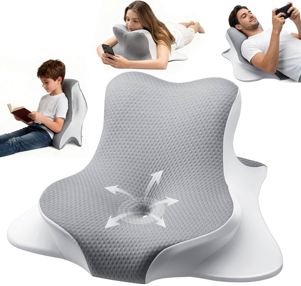 Ergonomisch leeskussen van traagschuim - Wigvormige rug- en neksteun voor bed, bank en vloer - Verlicht brandend maagzuur, rugpijn en armvermoeidheid voor gamers, lezers en moeders die borstvoeding geven