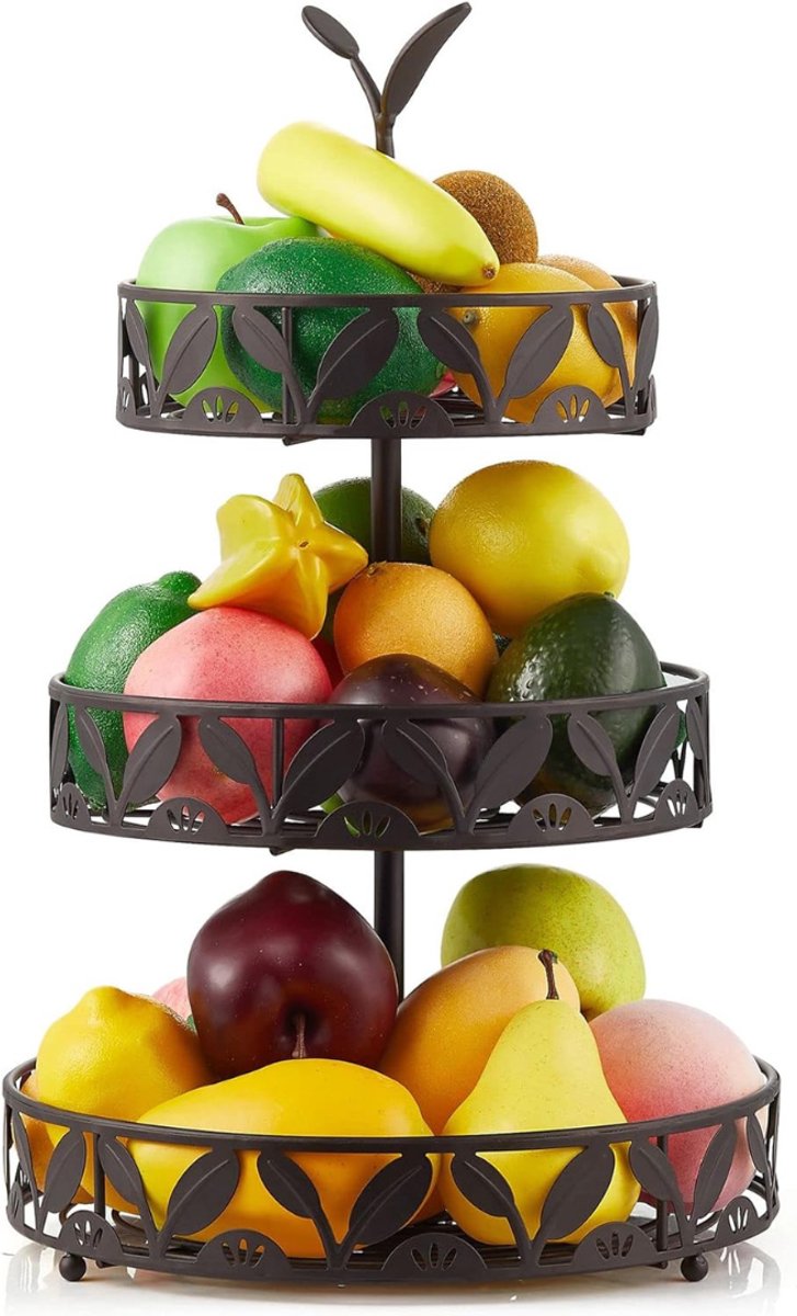 MRKK® Fruitschaal - Fruitmand Etagere 3 laags -Zwart