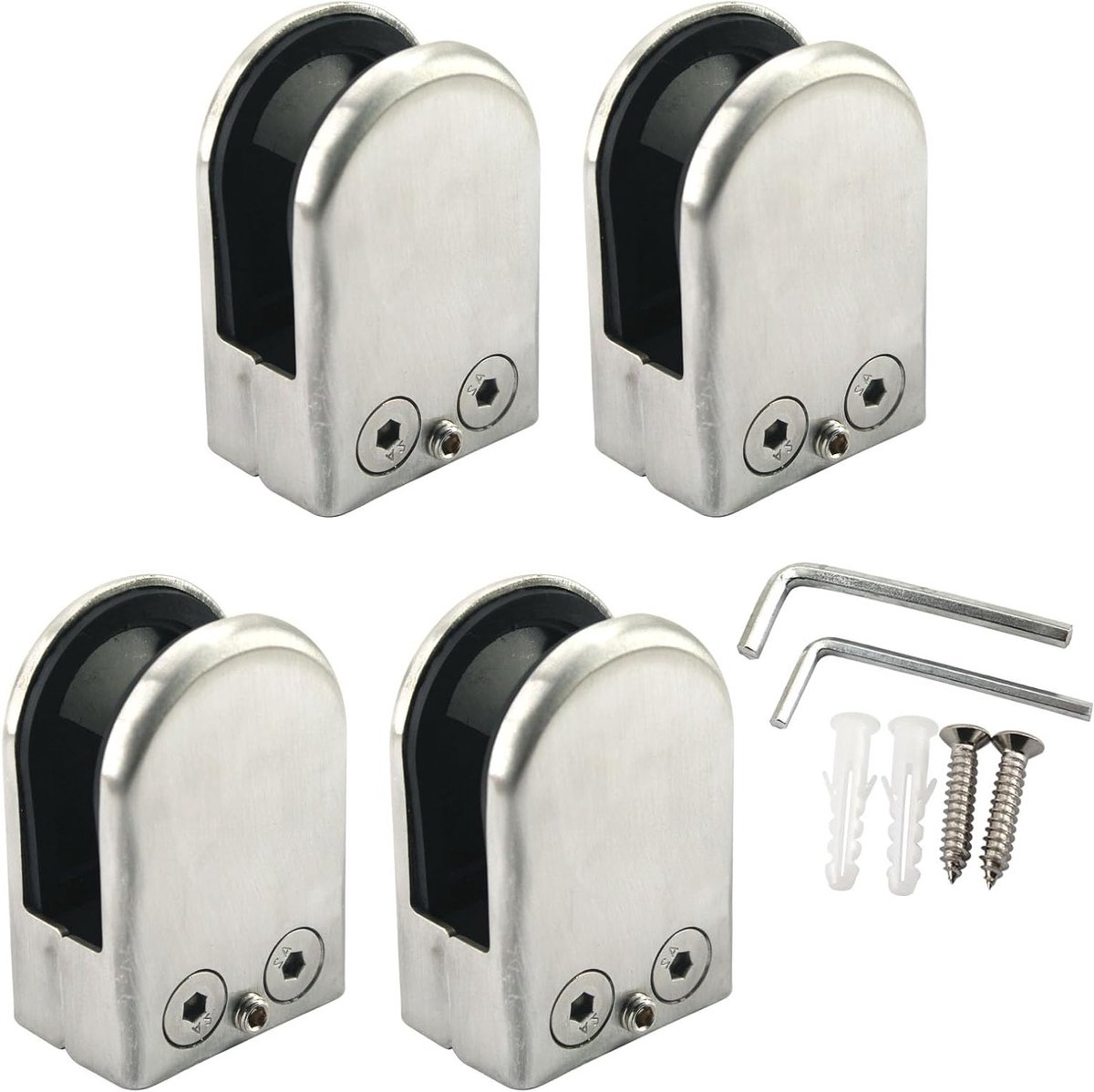 Verstelbare Glasklemmen 16-17mm voor Planken, Handrails en Douchekamers - Set van 4 Stuks