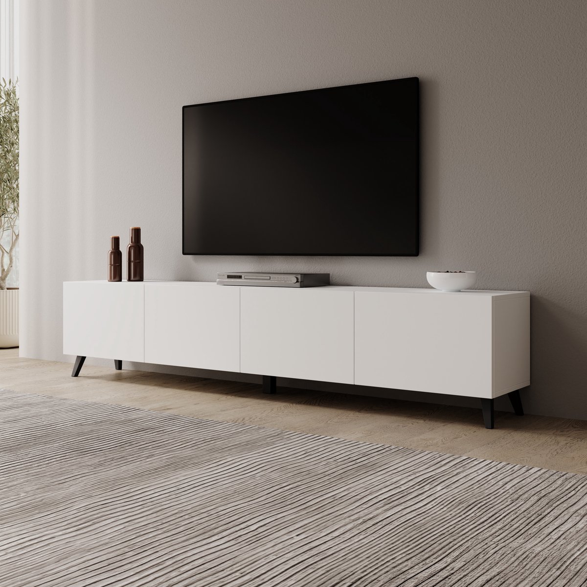 Meubella - Pulse - TV-Meubel - Wit - 190x33x40 cm
