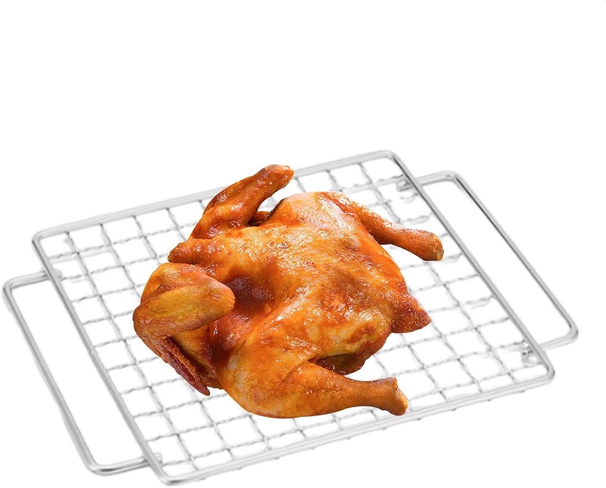 BBQ roosterrek - Grill rooster - Buiten braden - Roestvrij staal - 23 x 19 cm - Zilver