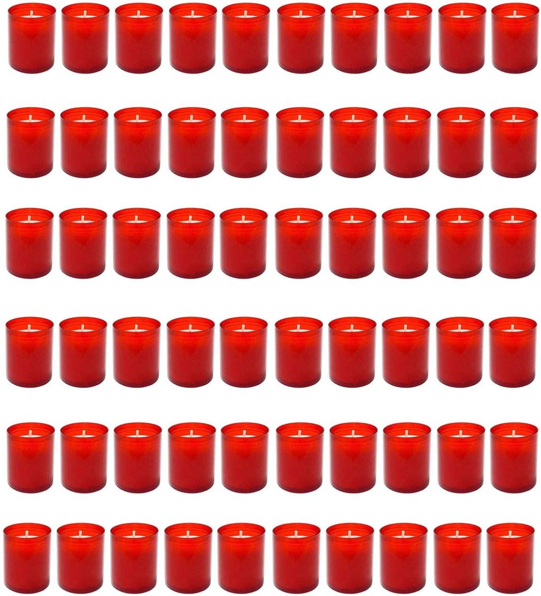 Grave Candles - Memorial Lights - Herdenking Tonen - Lange Brandduur - 60 Stuks - Rood