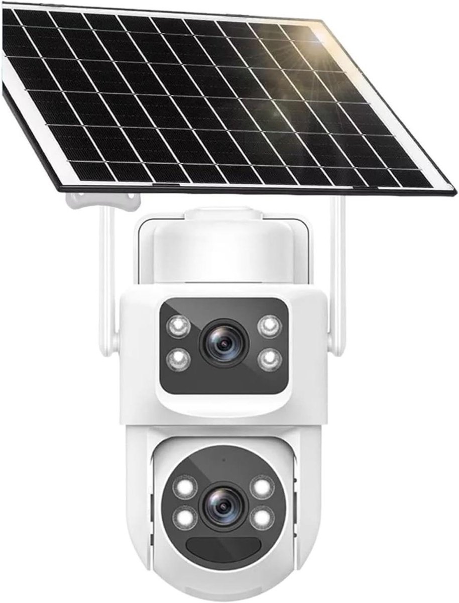 Beveiligingscamera Dubbele Lens - IP Camera Outdoor - Woning Beveiligen - 8MP 4K Resolutie - 10x10x10 mm - Wit